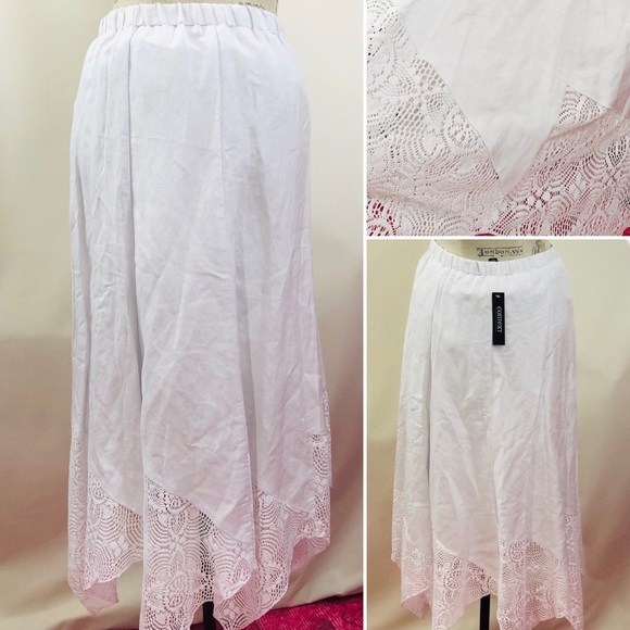 NWT LORD & TAYLOR WHITE LINEN SKIRT - Picture 8 of 12